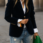 Cléa | Blazer en velours à boutons dorés