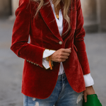 Cléa | Blazer en velours à boutons dorés