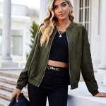 Faux Bomber Zip Up Lightweight Jacket Coat with Pockets - Zeagoo (Us Only)