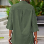 Linen Shirt Elastic Waist Casual Shorts Set - Zeagoo (Us Only)
