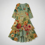 Ava Cooper | Floral V-Neck Midi Dress For Women