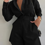 Cotton and Linen Long Sleeve Loose Shorts Set