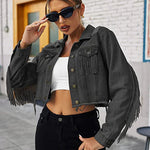 Long Sleeve Crop Denim Jacket - Zeagoo (Us Only)