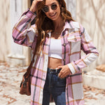 Zeagoo Plaid Shacket Jacket Button Down Trench Coats
