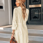 Linen Tunic Dress Shirts Boho Coverup Dresses with Belt - Zeagoo (Us Only)