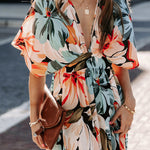 Aylin | Robe longue tropicale à col en V avec fente