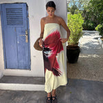 Liora | Robe longue bustier à dos nu avec imprimé fleuri