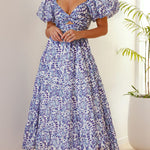 Isla | Robe longue à imprimé avec découpe à la taille
