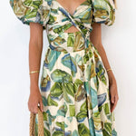 Isla | Robe longue à imprimé avec découpe à la taille
