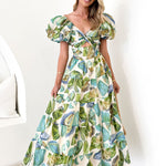 Isla | Robe longue à imprimé avec découpe à la taille