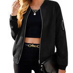 Faux Bomber Zip Up Lightweight Jacket Coat with Pockets - Zeagoo (Us Only)