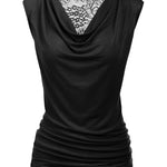 Ruched Cowl Neck Tank Tops - Zeagoo (Us Only)