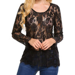 Sexy Sheer Floral Lace Blouse Top - Zeagoo (Us Only)