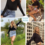 Zeagoo Women Long Sleeve Tops Waffle Knit Shirts