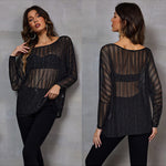 Long Sleeve Mesh Sheer Shirt - Zeagoo (Us Only)