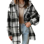 Women's Plaid Fleece Lined Hooded Jacket