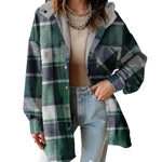 Women's Plaid Fleece Lined Hooded Jacket