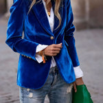 Cléa | Blazer en velours à boutons dorés