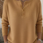 Ernesta | Henley Button-Down Knit Sweater