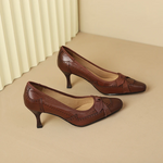 Charlotte Bow Leather Heels