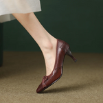 Charlotte Bow Leather Heels