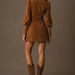 Camille Embroidered Suede-Inspired Mini Dress