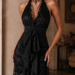 Vivienne | Lace Halter Ruffle Maxi Dress