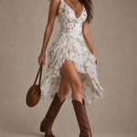 Rosalie | Floral Ruffle High-Low Dress