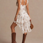 Rosalie | Floral Ruffle High-Low Dress