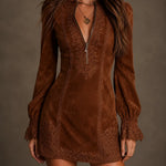 Celeste | Lace Detail Zip Mini Dress