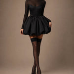 Vivienne | Sheer High-Neck Bubble Mini Dress