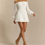 Elowen | Off-Shoulder Pleated Mini Dress
