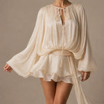 Amara | Draped Satin Ruffle Mini Dress