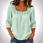 Arielle Cotton, Linen and Lace Blouse