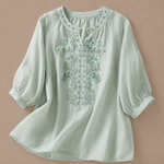 Alessa Floral Cotton and Linen Blouse