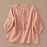 Alessa Floral Cotton and Linen Blouse