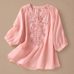Alessa Floral Cotton and Linen Blouse
