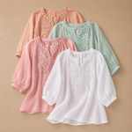 Alessa Floral Cotton and Linen Blouse
