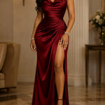Vivienne | Satin Cowl Neck Evening Gown