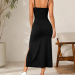 Sienna | Square Neck Slit Midi Dress