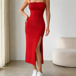 Sienna | Square Neck Slit Midi Dress