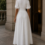 Evelyn | Elegant Deep V-Neck Button Front Maxi Dress