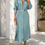 Avery | Elegant Collared Maxi Shirt Dress