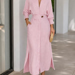 Avery | Elegant Collared Maxi Shirt Dress