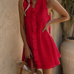 Eliana | Ruffled V-Neck Swing Mini Dress