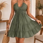 Sienna | Ruched Halter Tiered Mini Dress