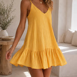 Lila | Flowy V-Neck Ruffle Hem Mini Dress