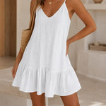 Lila | Flowy V-Neck Ruffle Hem Mini Dress