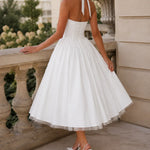 Vivienne | Halter Neck Tea-Length Fit & Flare Dress