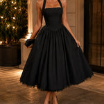 Vivienne | Halter Neck Tea-Length Fit & Flare Dress